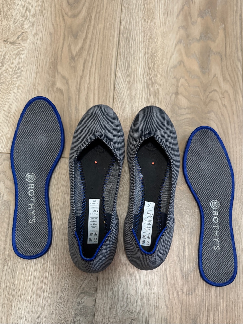 Rothys Womens Flats Dove Gray with Orange Soles Size 8.5 Rare/Retired Color - Picture 7 of 12